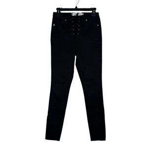 Gypsy Warrior Black High Waisted Lace Up Skinny Jeans Pants Goth Punk Emo Size 7